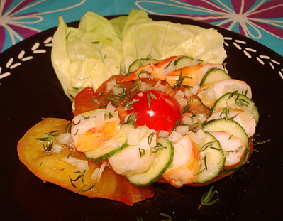 Salade de Crevette tigre sur Tomate Ananas -- 20/07/13