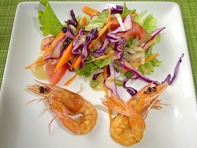 Crevettes bleues et Salade compose de Tahiti -- 30/01/19