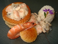 Bouch�e de Crevettes roses � la B�chamel de Champignons