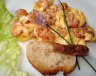 Oeufs brouill�s aux Crevettes