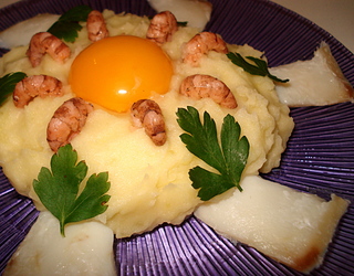 Pur�e de Crevettes grises et �cailles de Morue