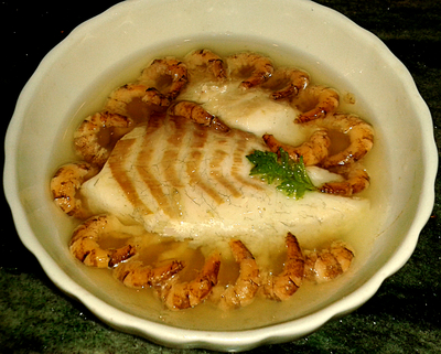 Filet de Daurade en salpicon de Crevettes grises