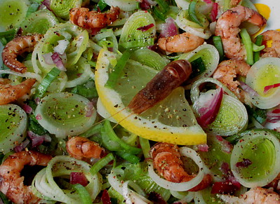 Salade de Poireau aux Crevettes grises
